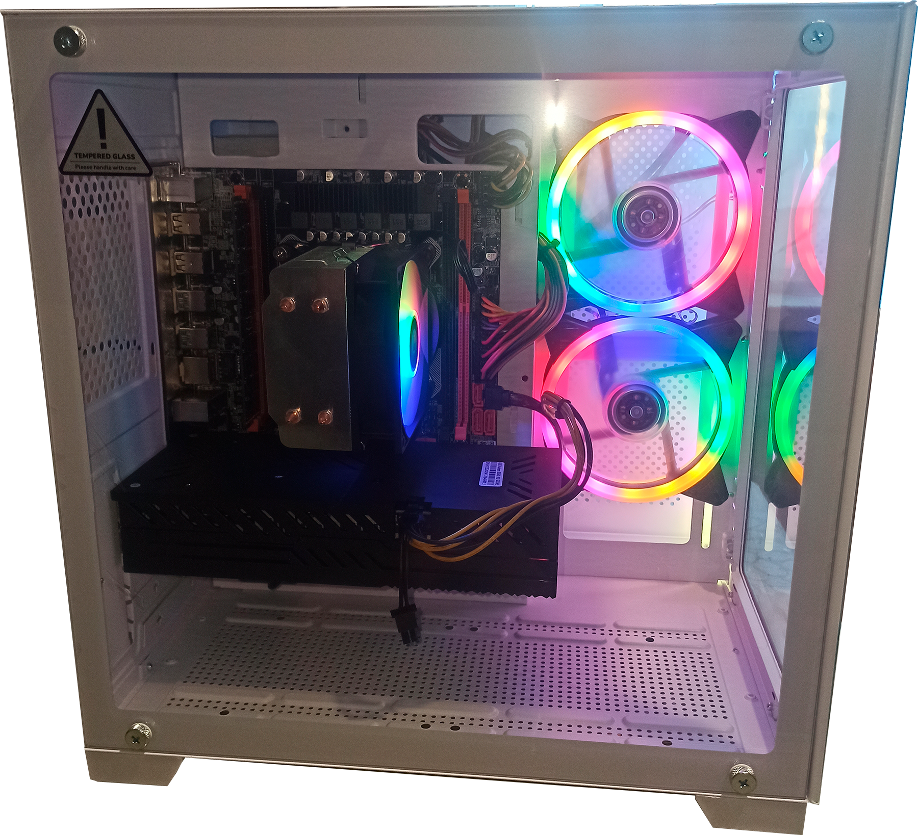 Игровой ПК, 24 ядра, INTEL E5 -2650v4, Видеокарта RX 580 8gb, оперативная память DDR4 16gb, SSD256gb, "АКВАРИУМ", белый — фото 1