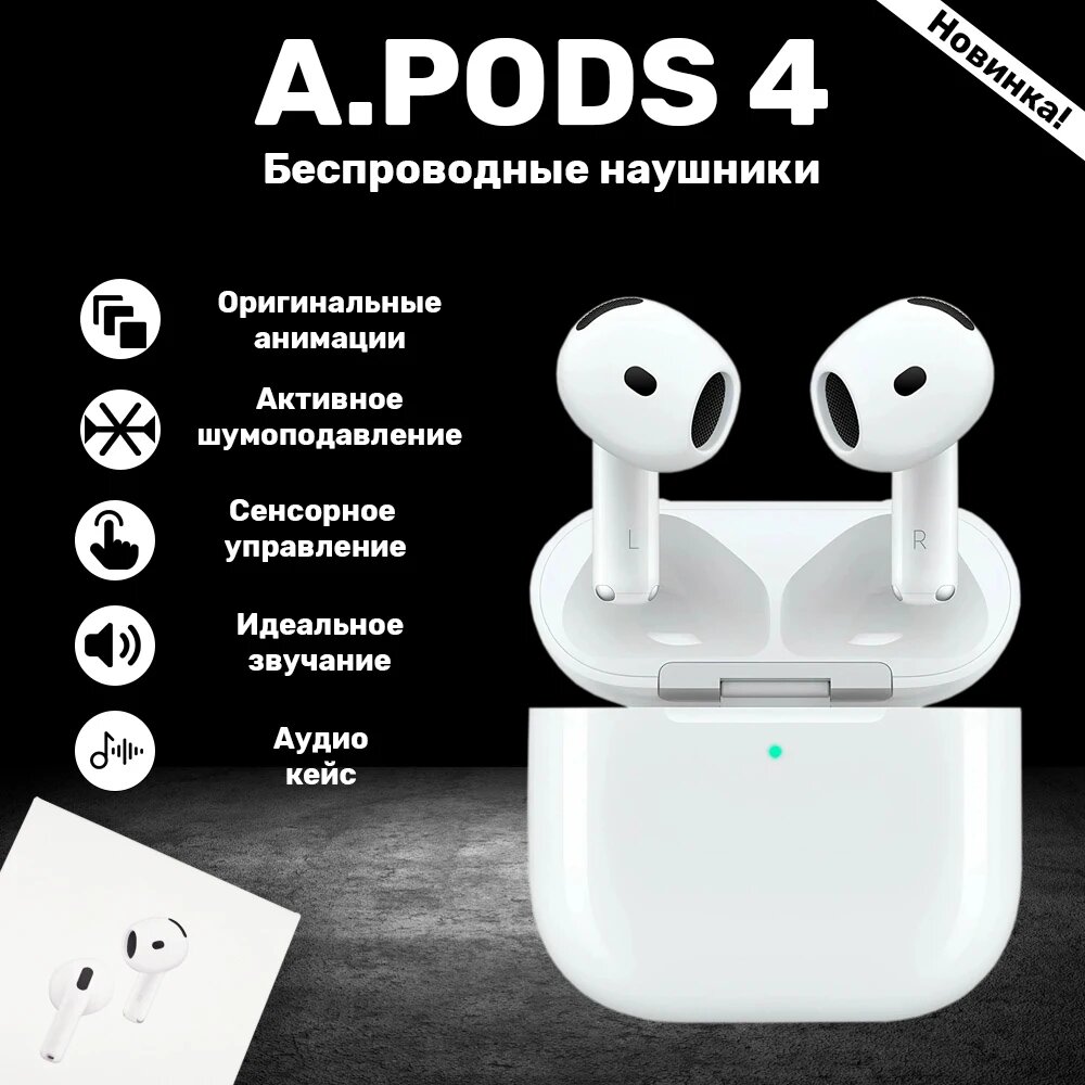 Наушники INKAX Airpods 4, беспроводные, A-Class, Premium Classic