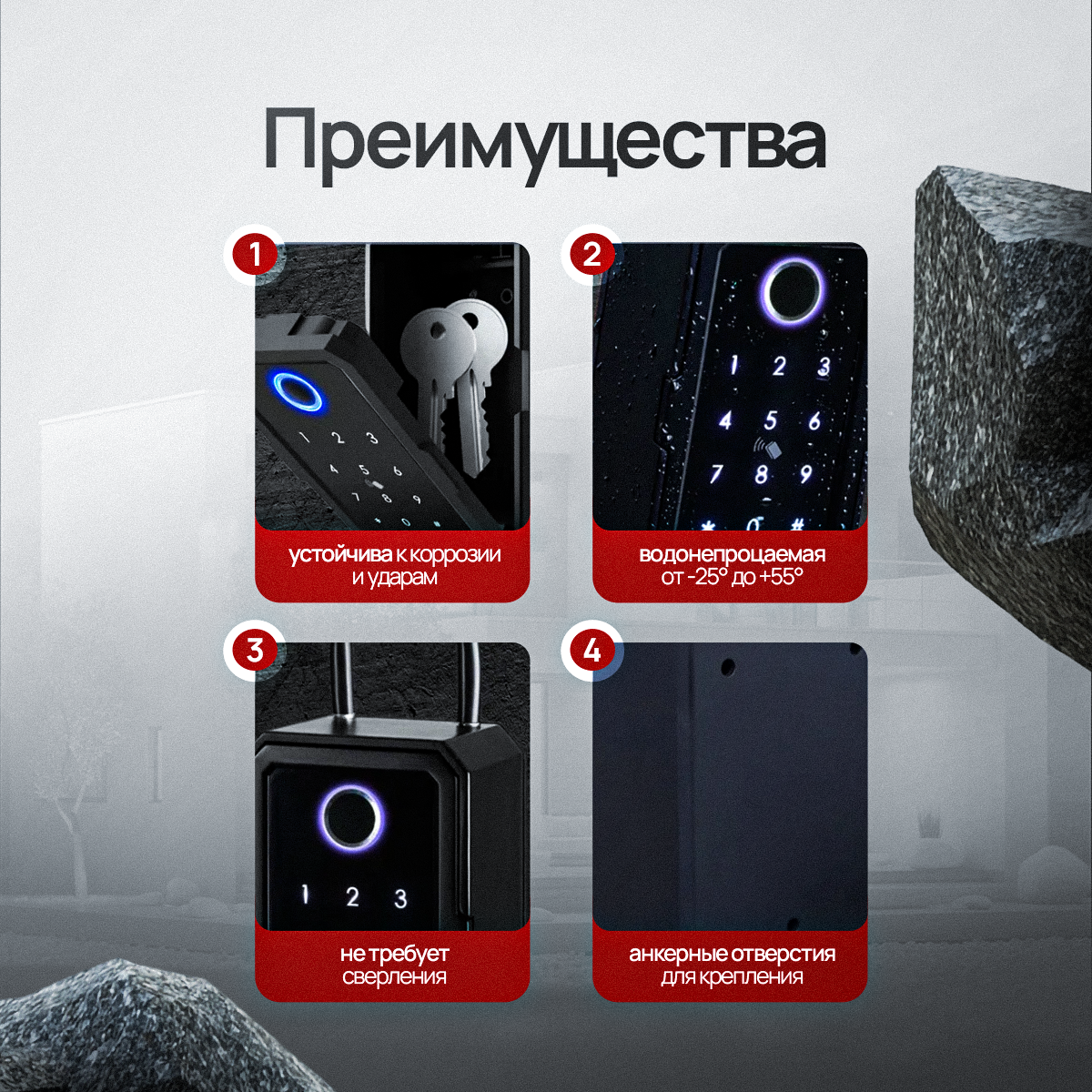 Картинки Умная ключница сейф SAFEBURG KEYBOX SMART, электронная, навесной замок, приложение TTLock, на дверь, на стену