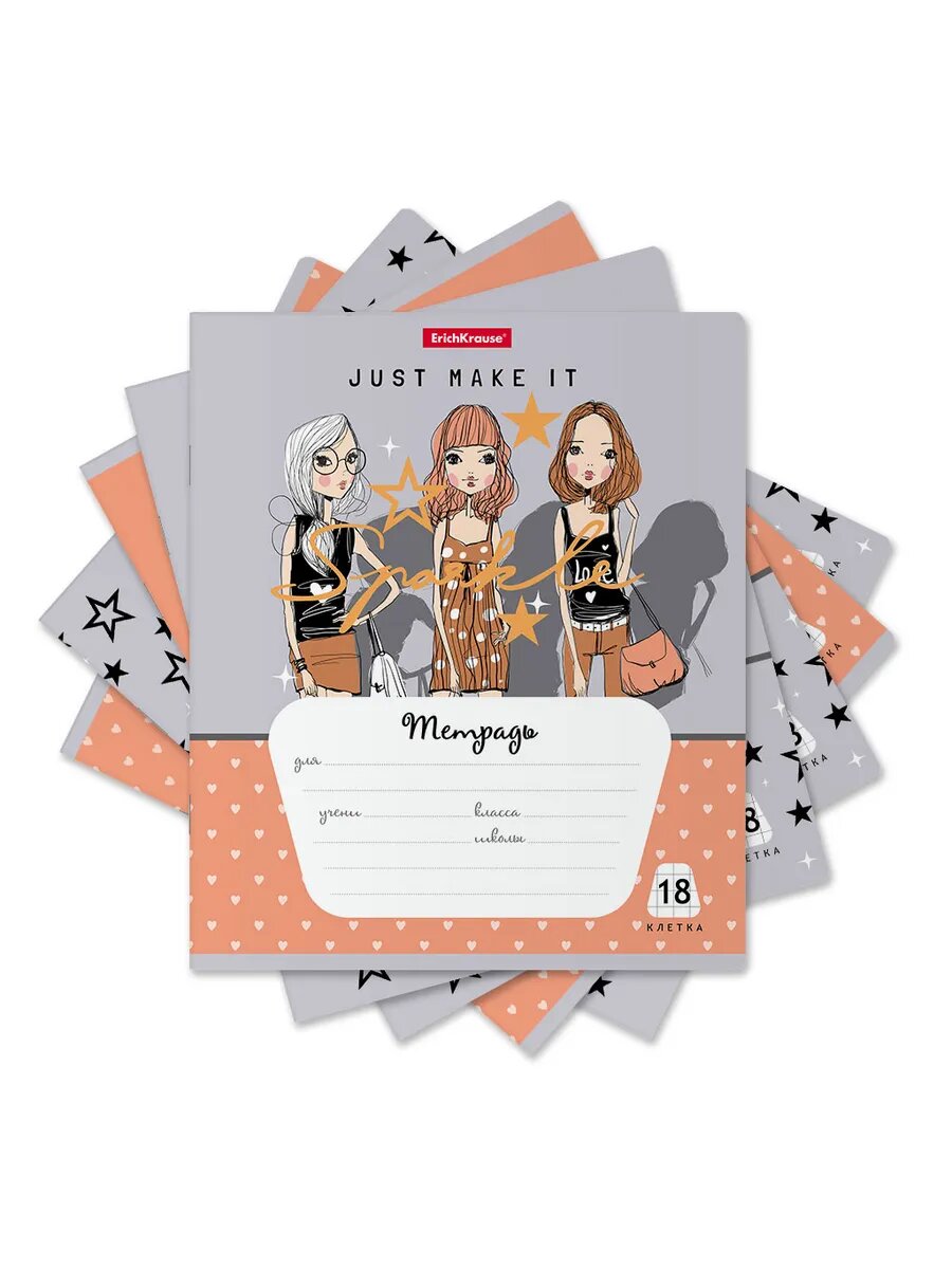 Тетрадь 18 л в клетку "Top Models"(упак из 5 шт)