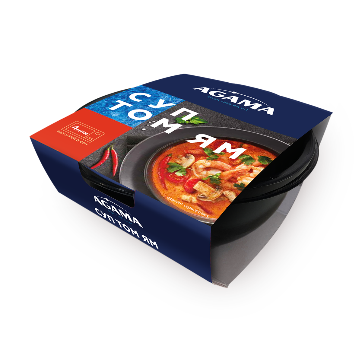 Суп Agama "Том-ям", с креветками, с добавлением грибов, готовый к употреблению