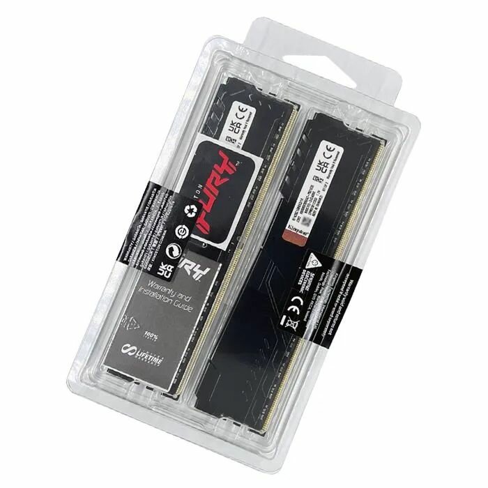 Kingston Fury Оперативная память Beast Black DDR4 32Gb (2x16Gb) 3200 MHz DIMM 2x16 ГБ (KF432C16BBK2/32) — фото 1