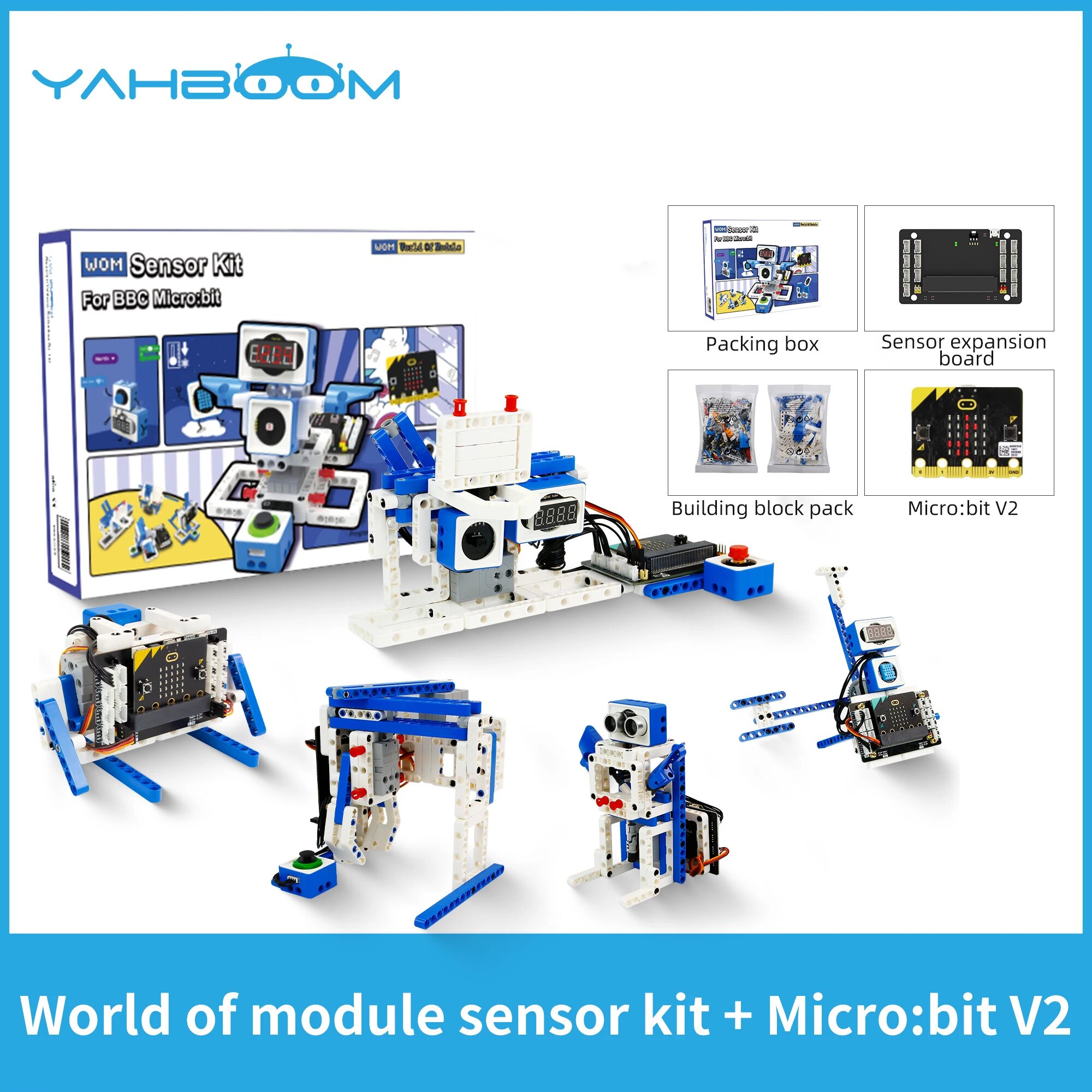 YAHBOOM 21 в 1 Электронный датчик Kit для детей, With Microbit V2, Синий
