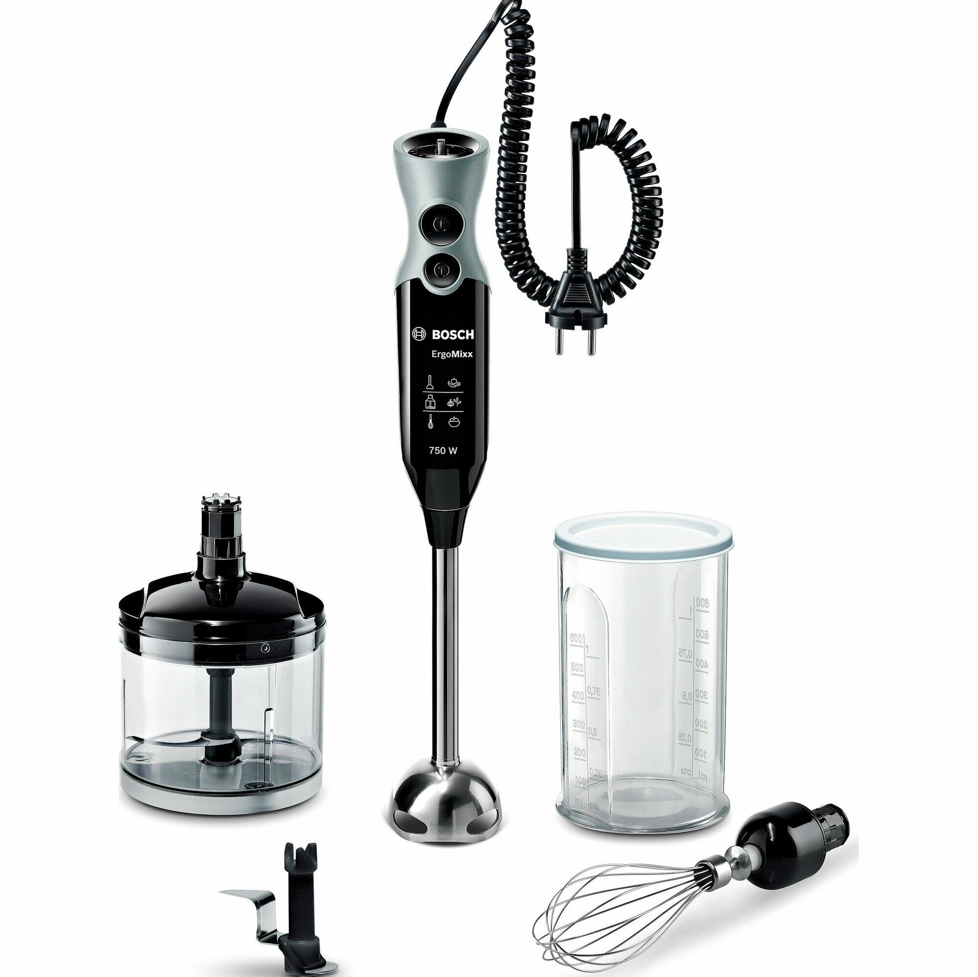 Блендер погружной Bosch MSM67170 черный/серый