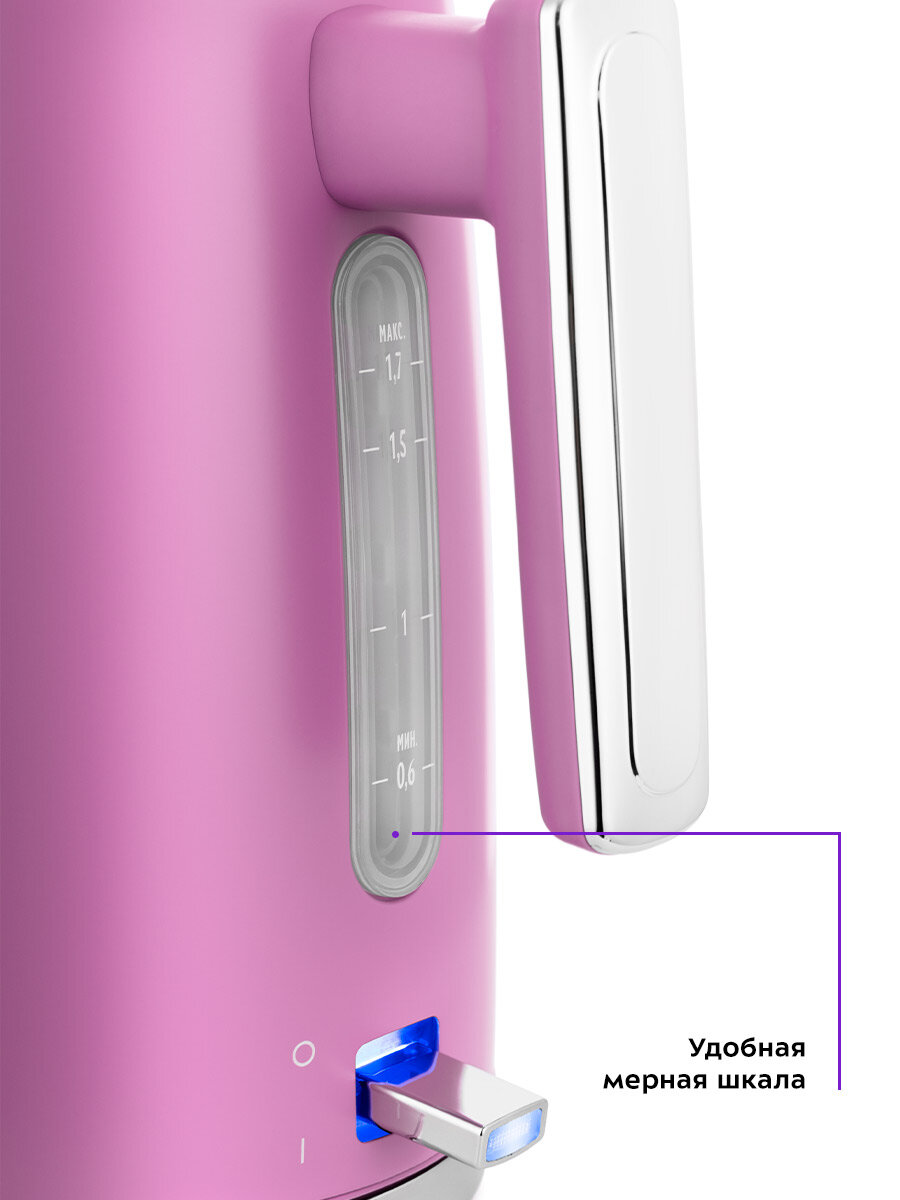 Чайник электрический KitFort , 2200Вт, лавандовый - фото №6