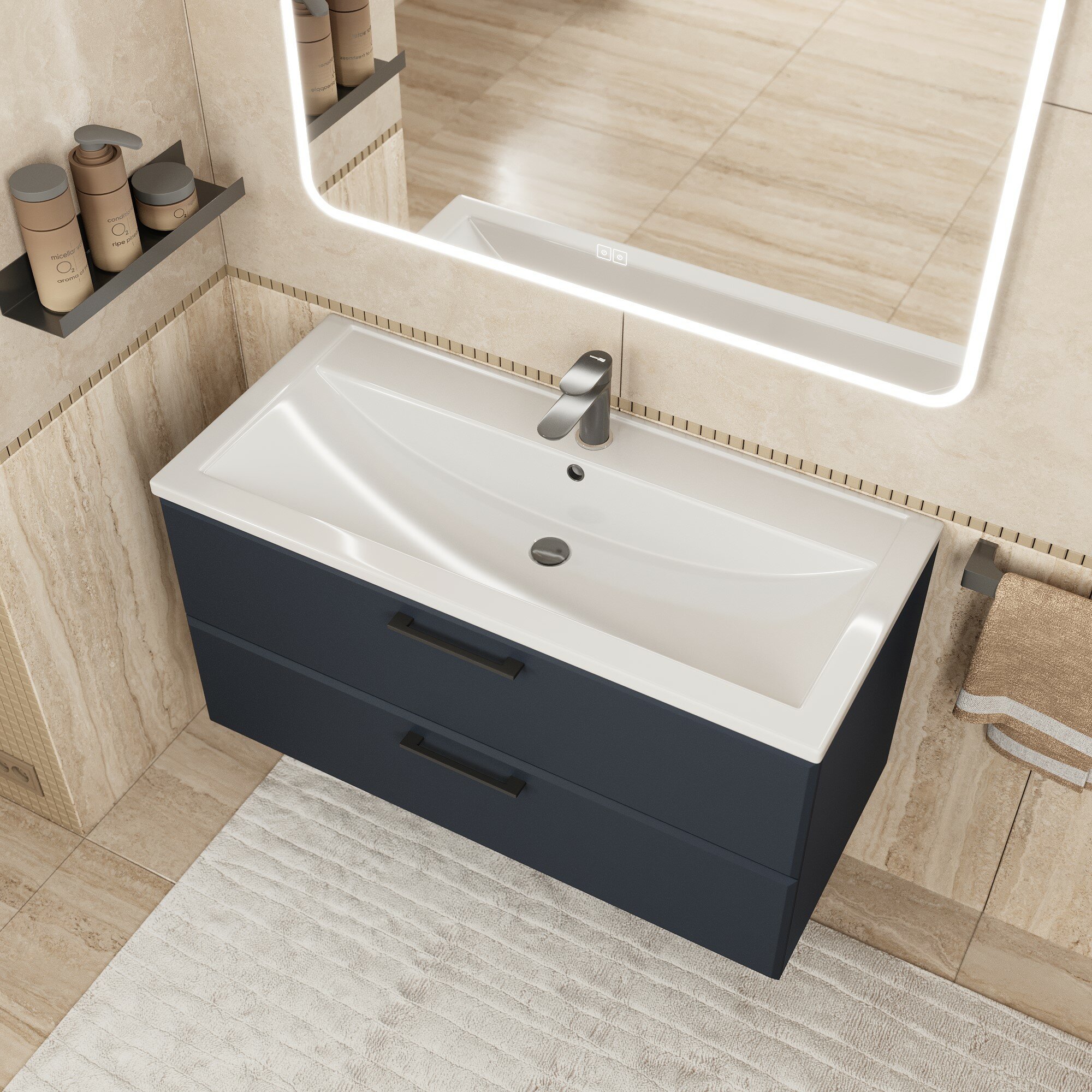 Раковина для ванной комнаты Uperwood Foster 100 см прямоугольная