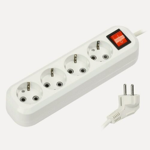Изображение товара Удлинитель бытовой 4 гнезда, 5 м, ПВС, 3х1, с заземлением, выключатель, Smartbuy, SBE-16-4-05-ZS