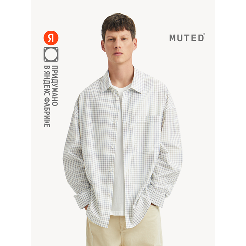 фото Рубашка muted relaxed, размер s-m, белый/серый