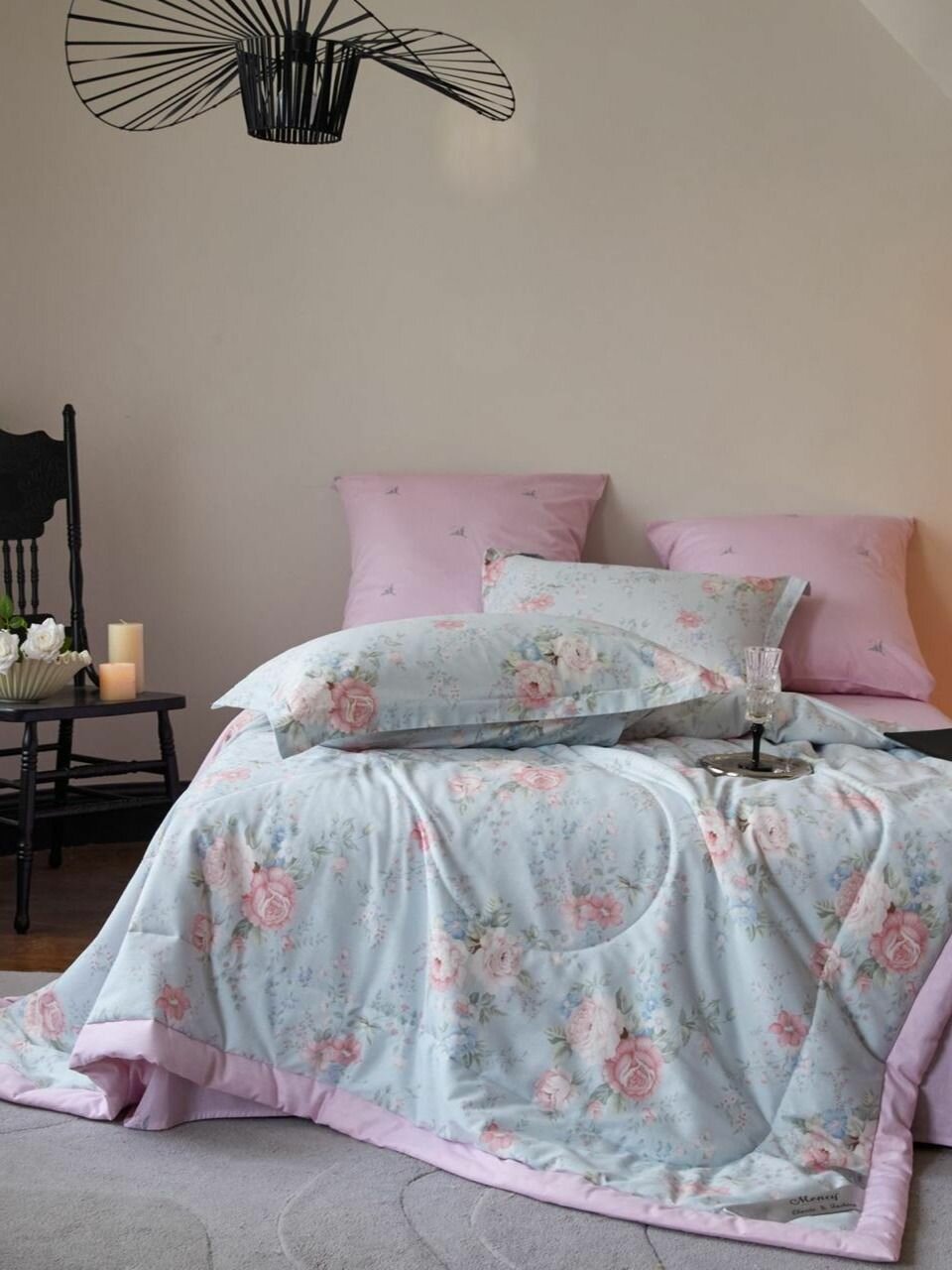 Постельное белье с одеялом 1,5 хлопок 100% Сатин Mency Men-5