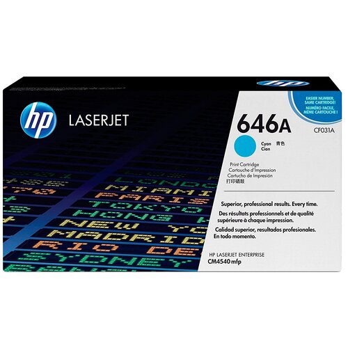 Картридж HP CF031A, 12500 стр, голубой совместимый лазерный картридж cf031a 646a для hp color lj cm4540 жёлтый 12500 стр