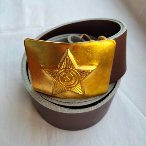 фото Ремень , размер 134, коричневый мануфактура