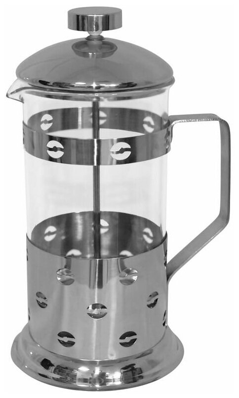 Чайник/кофейник (кофе-пресс) Caffe, 800 мл, из жаропр стекла, в корпусе из нерж стали, B535-800ML