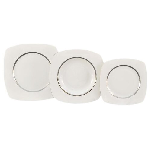 фото Набор тарелок 18 предметов (19, 23, 25 см) leander "бьянка /отводка платина" / 158164