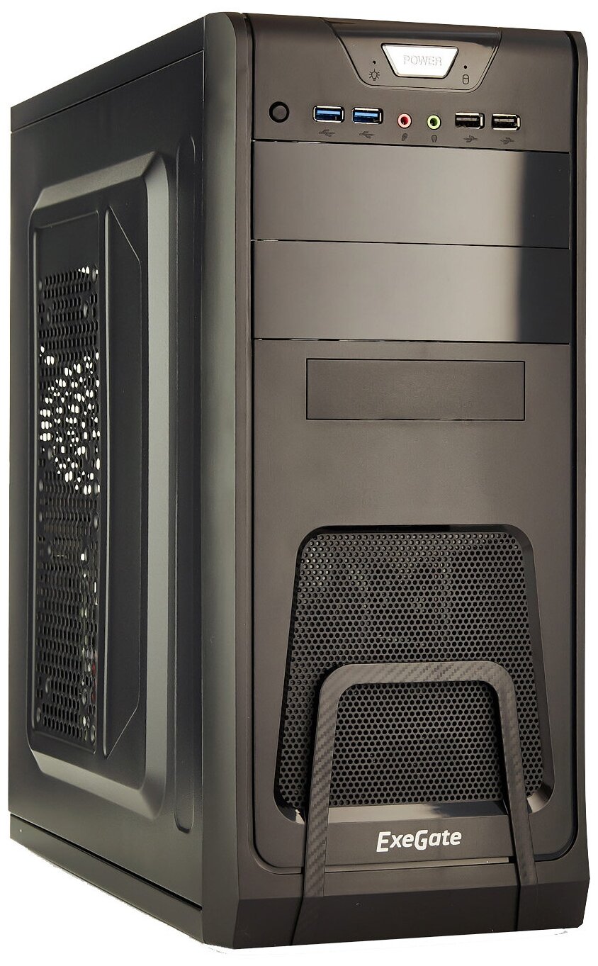 Корпус Exegate Ex278392rus Miditower Exegate CP-603 Black, Atx, (cp450w, 80mm), 2*USB+2*USB3.0, Audi