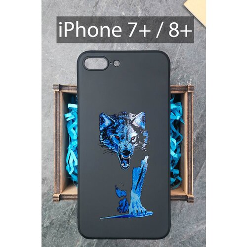 Силиконовый чехол Синий волк для iPhone 7+ / iPhone 8+ / Айфон 7+ / Айфон 8+