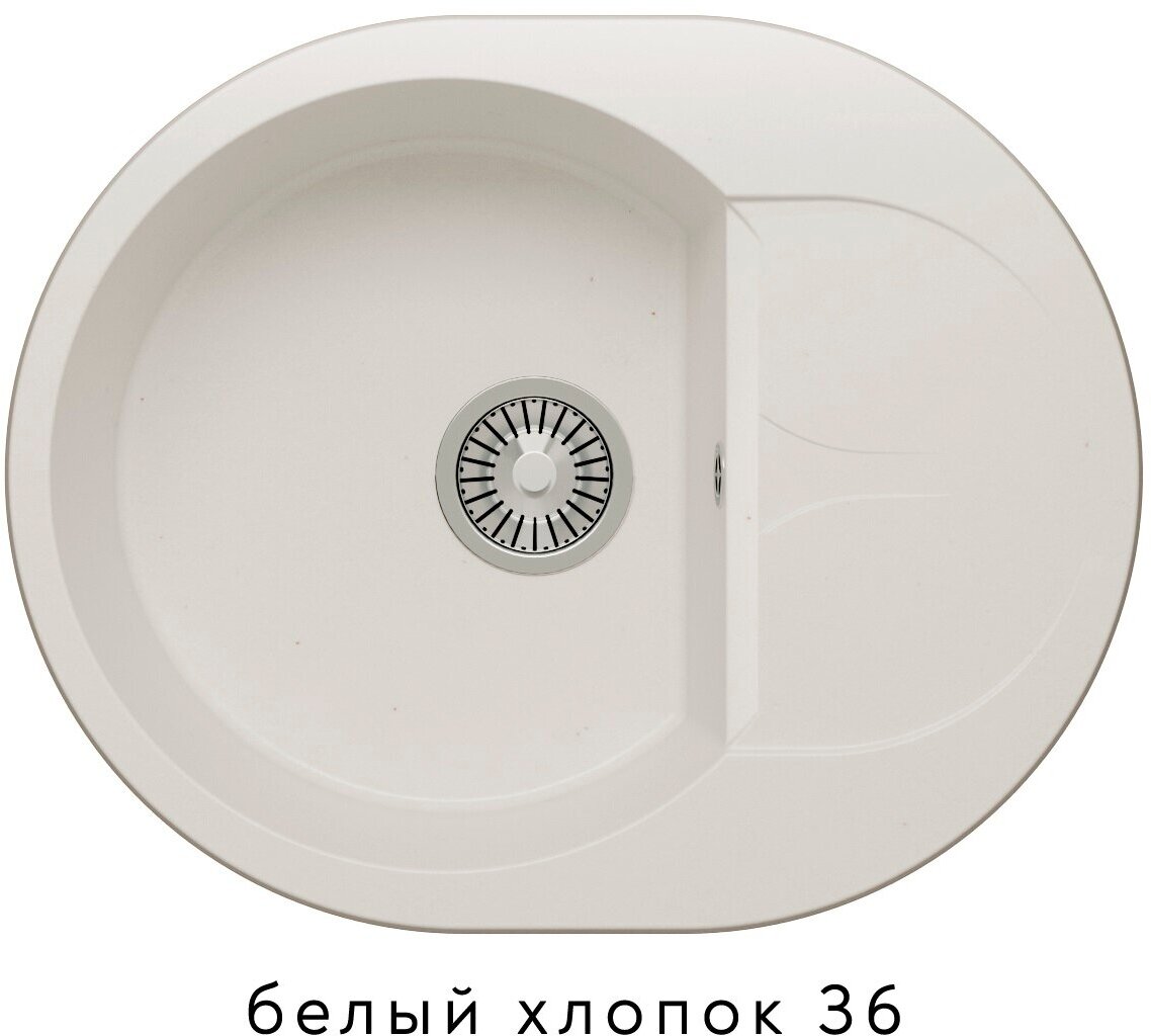 Мойка кухонная POLYGRAN Atol-620 Белый хлопок № 36