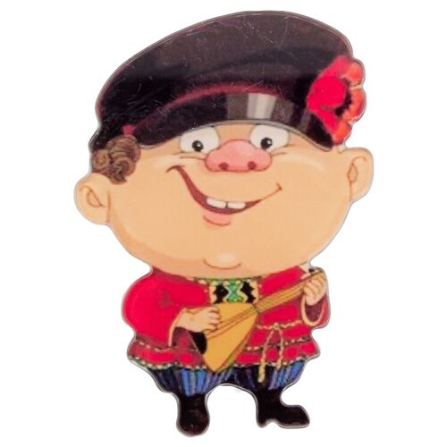 фото Значок бижутерный парень с балалайкой (замок-булавка, разноцветный) 52732 otokodesign