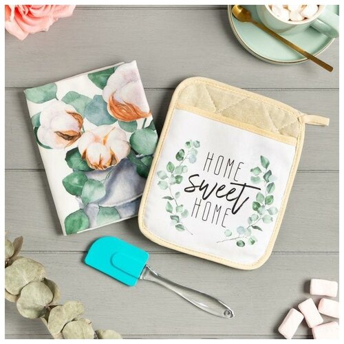 фото Набор подарочный home sweet прихватка-карман, полотенце, лопатка этель