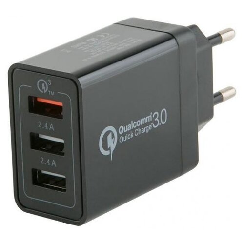 Сетевое зарядное устройство mObility mt-27 3 USB QC 3.0, черный