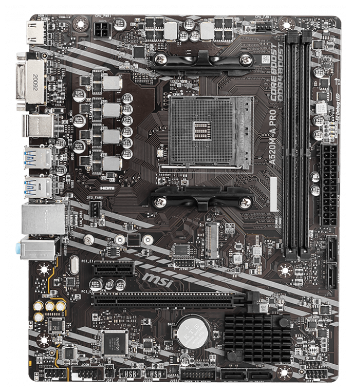 Материнская плата MSI A520M-A PRO Soc-AM4 AMD A520 2xDDR4 mATX AC`97 8ch(7.1) GbLAN RAID+DVI+HDMI