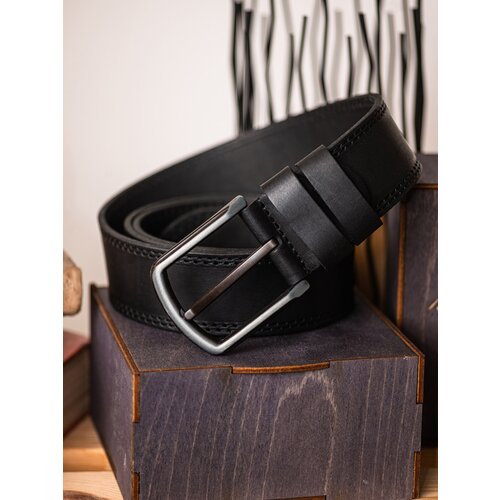 фото Ремень натуральная кожа, металл, подарочная упаковка, размер 130, длина 130 см., коричневый alexander sviridov