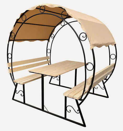 Изображение товара Беседка М-Групп Подкова арт. MG479 (без навеса) Черный каркас/Дерево