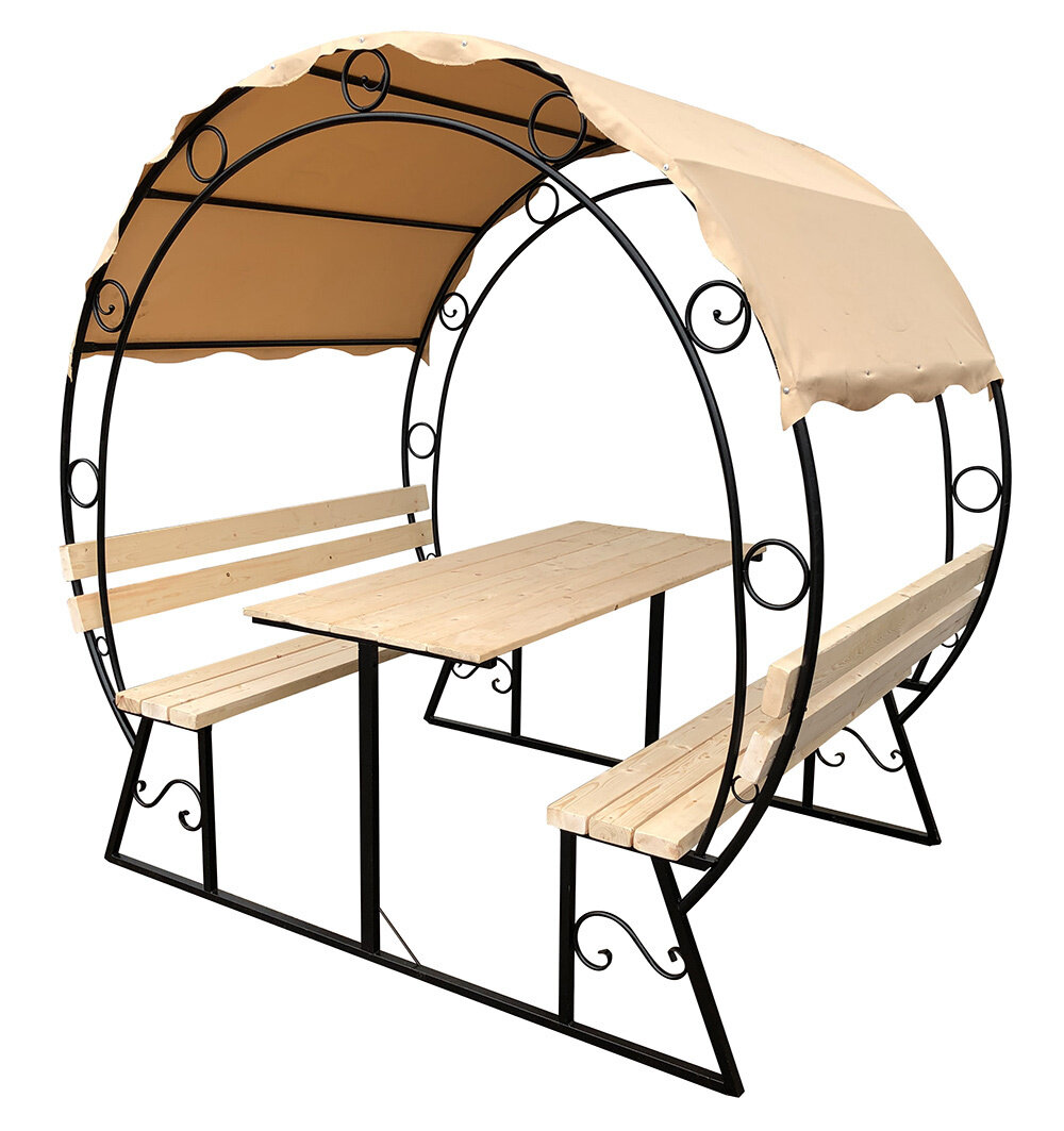 Беседка М-Групп Подкова арт. MG479 (без навеса) Черный каркас/Дерево