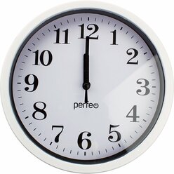 Perfeo Настенные часы "PF-WC-001"(С2), круглые д. 20 см, белый корпус , белый циферблат, 1 шт.