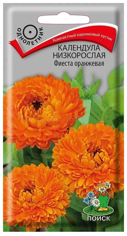 Семена ПОИСК Календула низкорослая Фиеста оранжевая 0.3 г