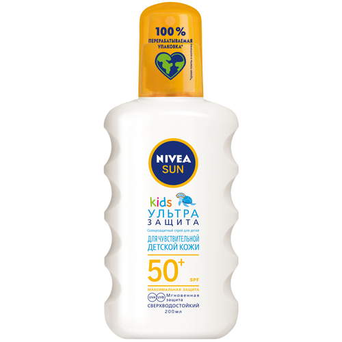 Nivea Sun Спрей Kids солнцезащитный для чувствительной детской кожи SPF 50+, 200 мл /