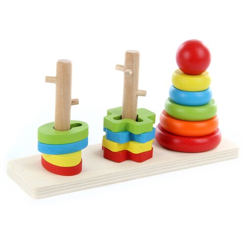 Развивающая игрушка Фабрика Фантазий Пирамидка и сортер, 14 дет., разноцветный