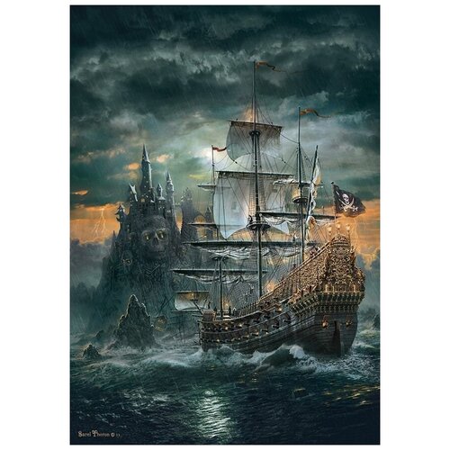 Пазл Clementoni Пиратский корабль (31682), 1500 дет., 84.3х84.3х59.2 см, черный