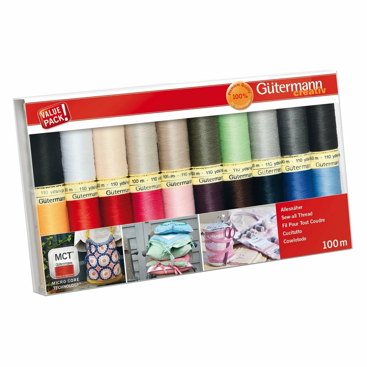 Нитки швейные для всех материалов набор Gutermann Sew-All №100, 734609, 100% полиэстер, 20 шт по 100 м