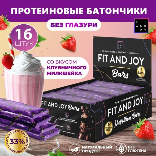 Протеиновые диетические батончики без глазури, Fit and Joy, набор 16шт пп питание