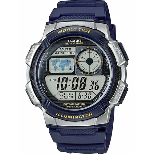 фото Наручные часы casio collection ae-1000w-2avdf, серебряный, синий