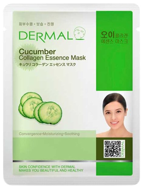 DERMAL Cucumber Collagen Essence Mask Тканевая маска с коллагеном и экстрактом огурца, 23 г, 23 мл