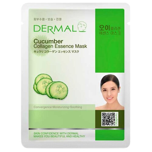 DERMAL Cucumber Collagen Essence Mask Тканевая маска с коллагеном и экстрактом огурца, 23 г, 23 мл dermal collagen essence mask тканевая маска с максимальной концентрацией коллагена 23 г 23 мл