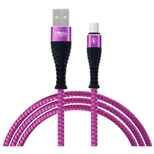 FORZA Кабель для зарядки Венеция Micro USB, 1м, 2А, тканевая оплётка, 3 цвета, пакет