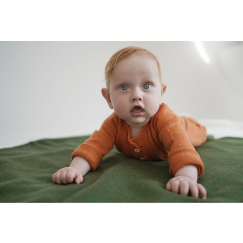 фото Комбинезон minimerini детский, кулирная гладь, на пуговицах, размер 74-80, оранжевый