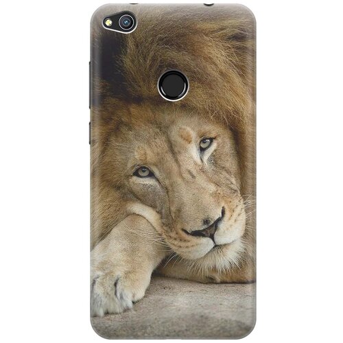 фото Cиликоновый чехол на honor 8 lite / хонор лайт с принтом "спокойный лев" gosso