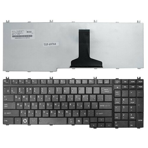 Клавиатура для ноутбука Toshiba Satellite A500 A505 L350 L355 L500 P200 P300 X200 Series Плоский Enter Черная без рамки PN NSK-TFK0R 100000₽