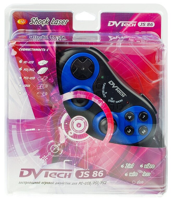 Джойстик PC DVTech JS35 Shock Master синий