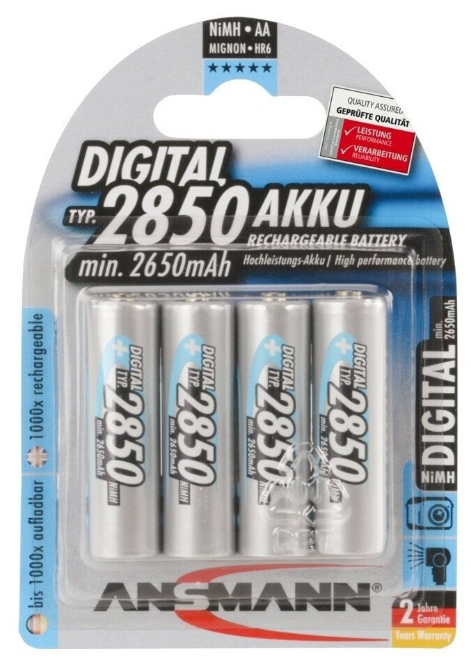 Аккумулятор Ansmann Digital AA 2850 mAh (уп 4 шт) 4013674020966 .