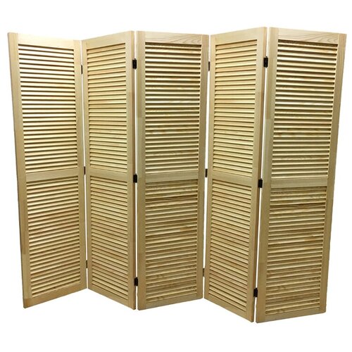 Ширма-перегородка Деревянная жалюзийная S-5, Размер 140*200 (В*Ш), 5 створок, не окрашенная