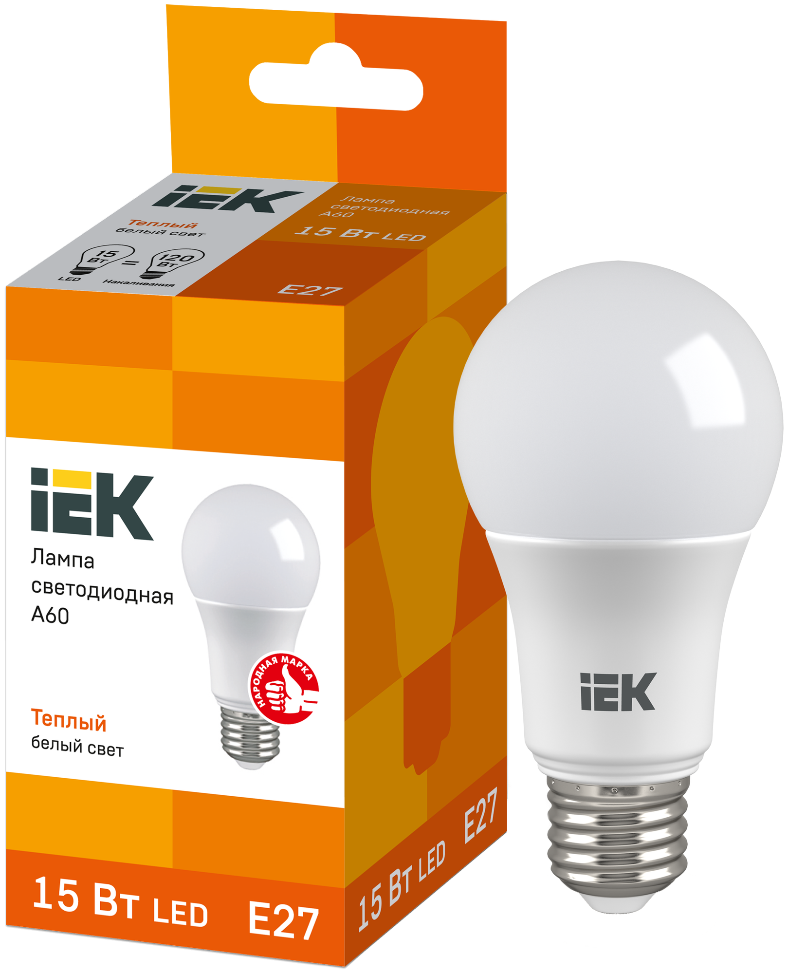 IEK Лампа LED A60 шар 15Вт 230В 3000К E27 LLE-A60-15-230-30-E27