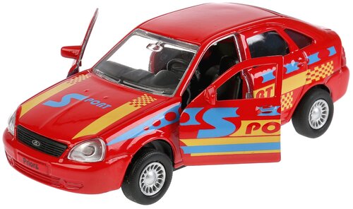 Легковой автомобиль ТЕХНОПАРК LADA Priora хэтчбек (SB-18-22-LP(S)WB) 1:32, 12 см, красный