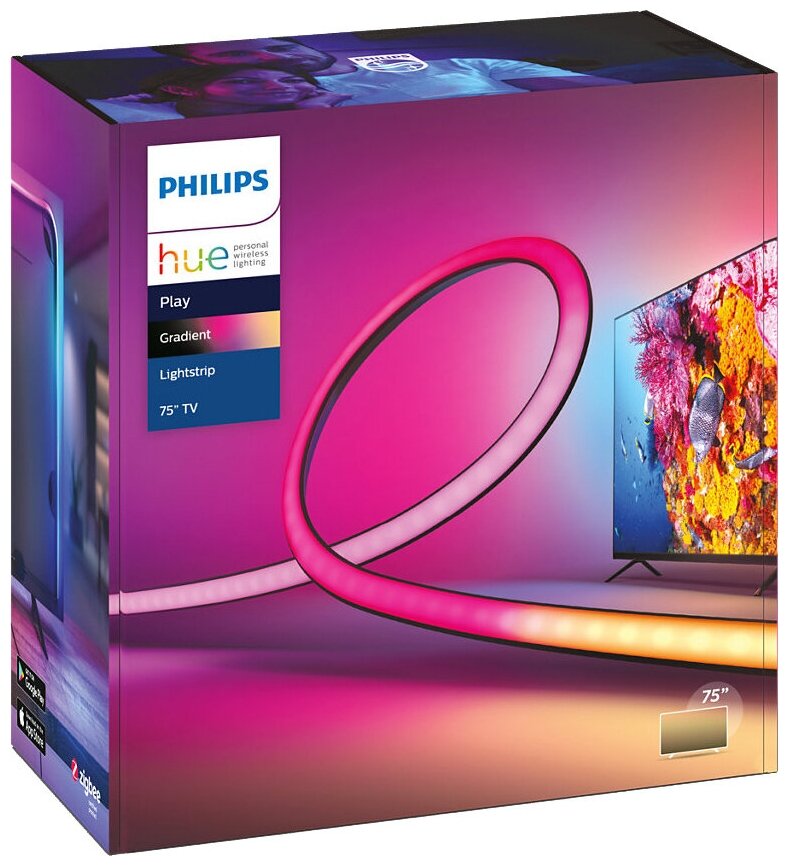 Умная светодиодная лента Philips Hue White and Color Ambiance Play Gradient lightstrip для ТВ от 75 (929002422901)