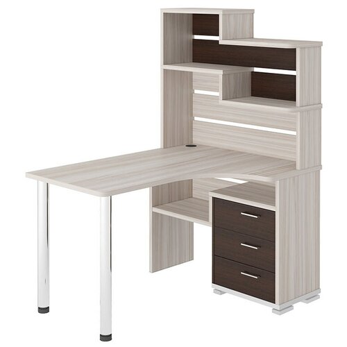 фото Компьютерный стол мэрдэс домино ср-132, шхг: 101х130 см, расположение тумбы: справа, цвет: карамель/венге