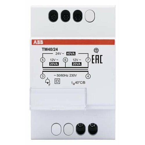 Трансформатор модульный звонковый ABB TM40/24 220/24 (12+12) 40VA 2CSM228785R0802