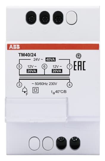 ABB TM40/24 Трансформатор модульный звонковый 24В(12+12)/40ВА 2CSM228785R0802